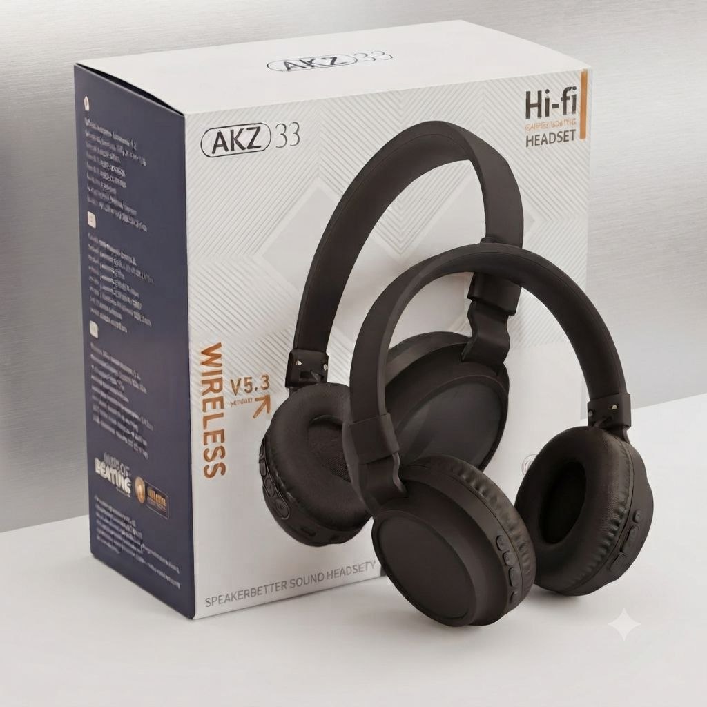 هدفون گرد برند : Hi_fi مدل : AKZ 33 در رنگ خای نقره ای و مشکی